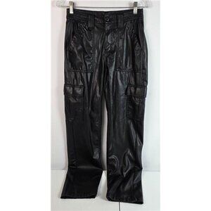 American Eagle Women’s Faux Leather Pants Size 2 Black Stretch Zip/Elastic Waist